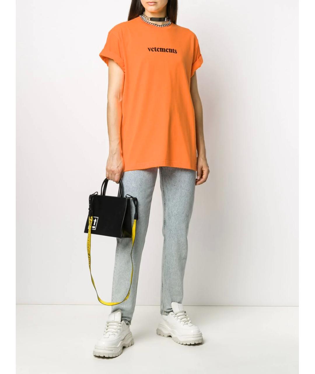VETEMENTS Оранжевая хлопковая футболка, фото 6