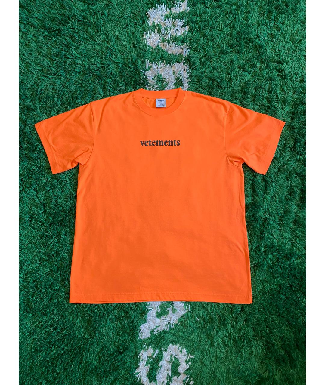 VETEMENTS Оранжевая хлопковая футболка, фото 2