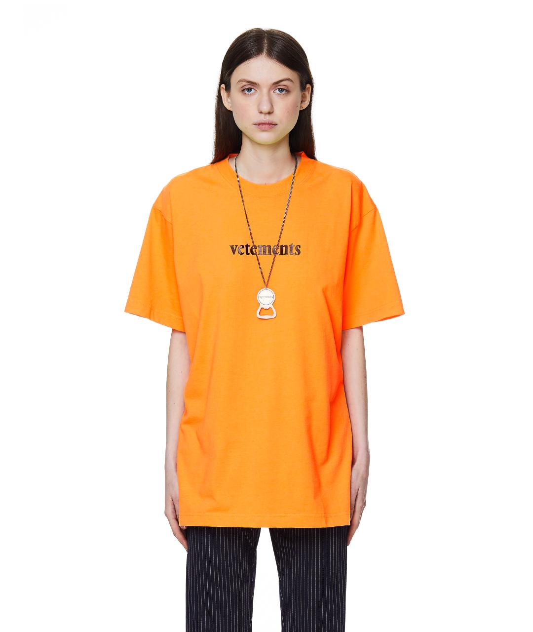 VETEMENTS Оранжевая хлопковая футболка, фото 8