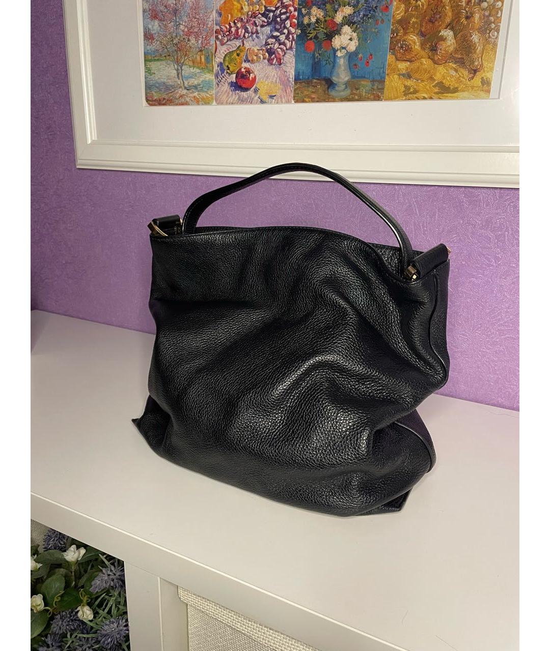 COCCINELLE Черная кожаная сумка с короткими ручками, фото 3