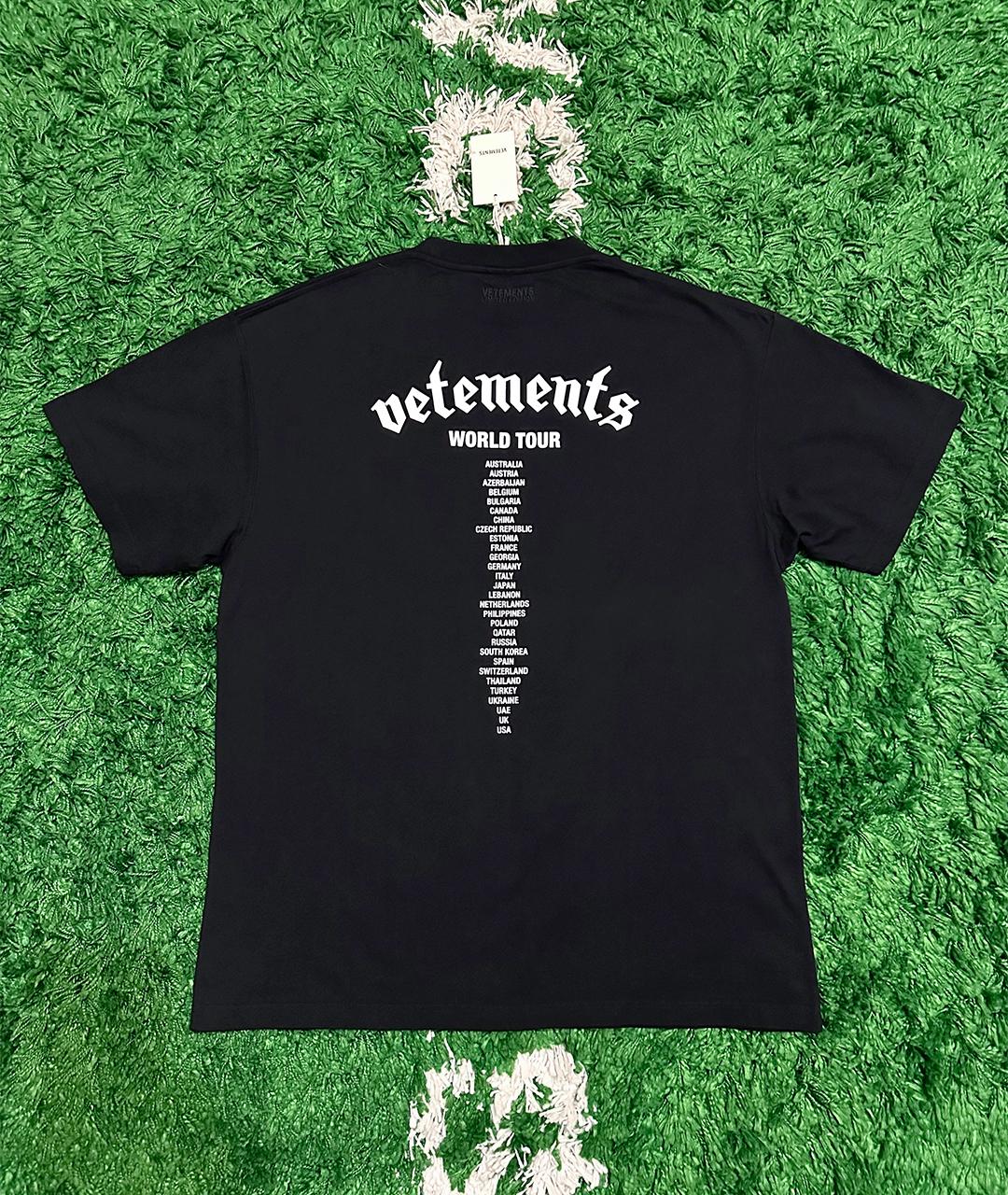 VETEMENTS Черная хлопковая футболка, фото 3