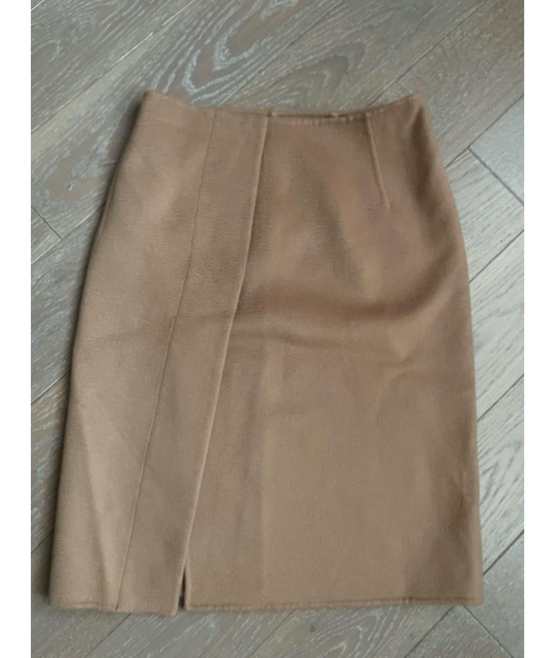 MALO Коричневая шерстяная юбка миди, фото 8