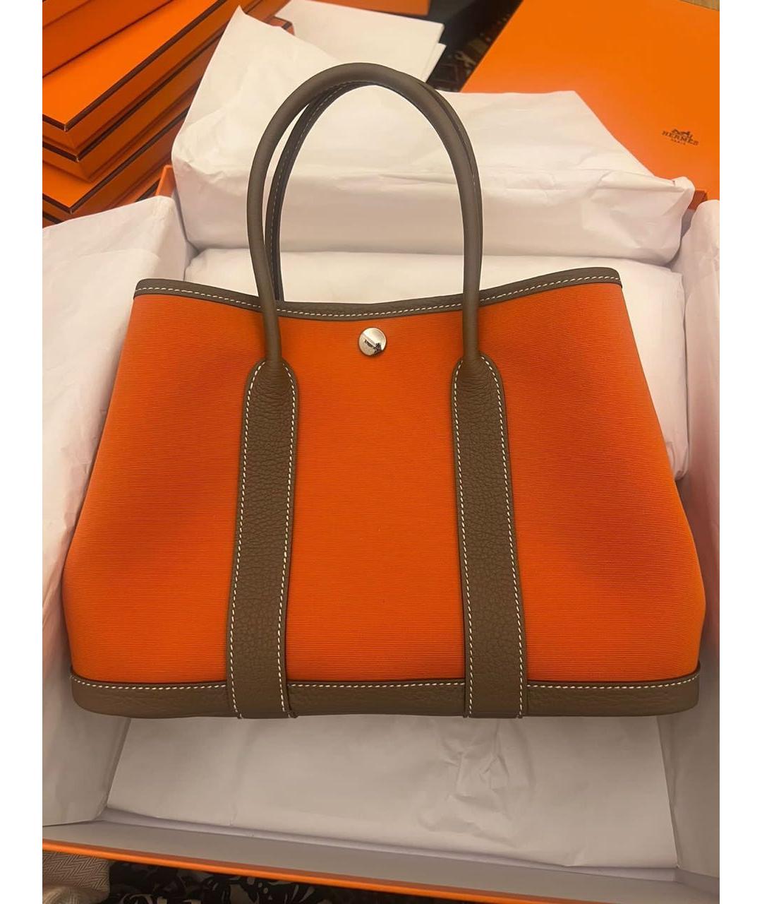 HERMES Оранжевая сумка тоут, фото 5