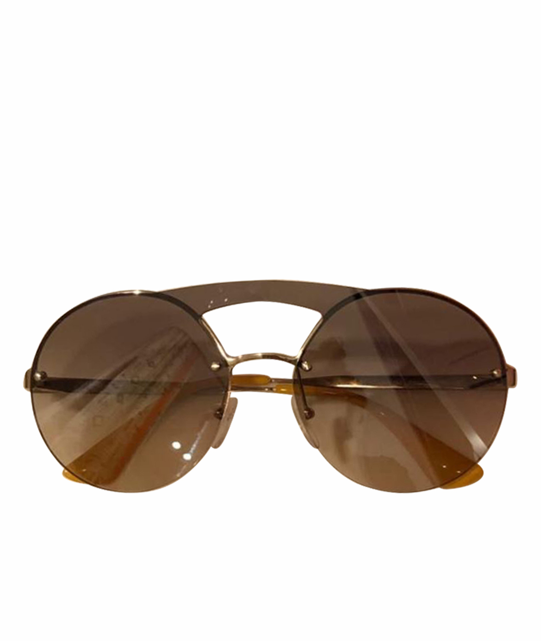 PRADA Горчичные металлические солнцезащитные очки, фото 1