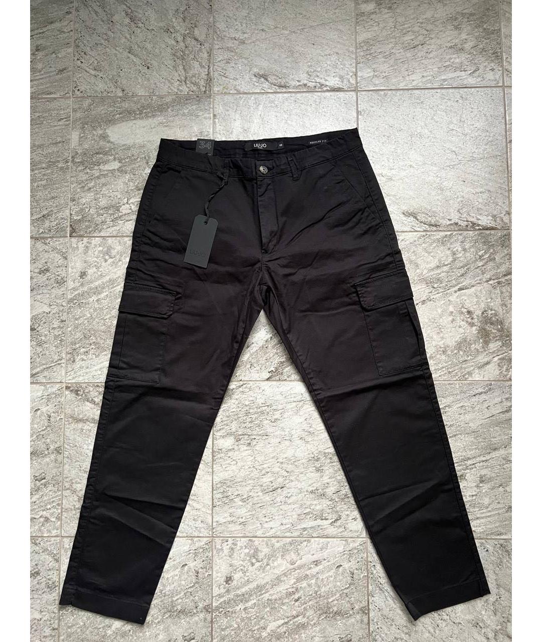LIU JO Черные хлопко-эластановые повседневные брюки, фото 9
