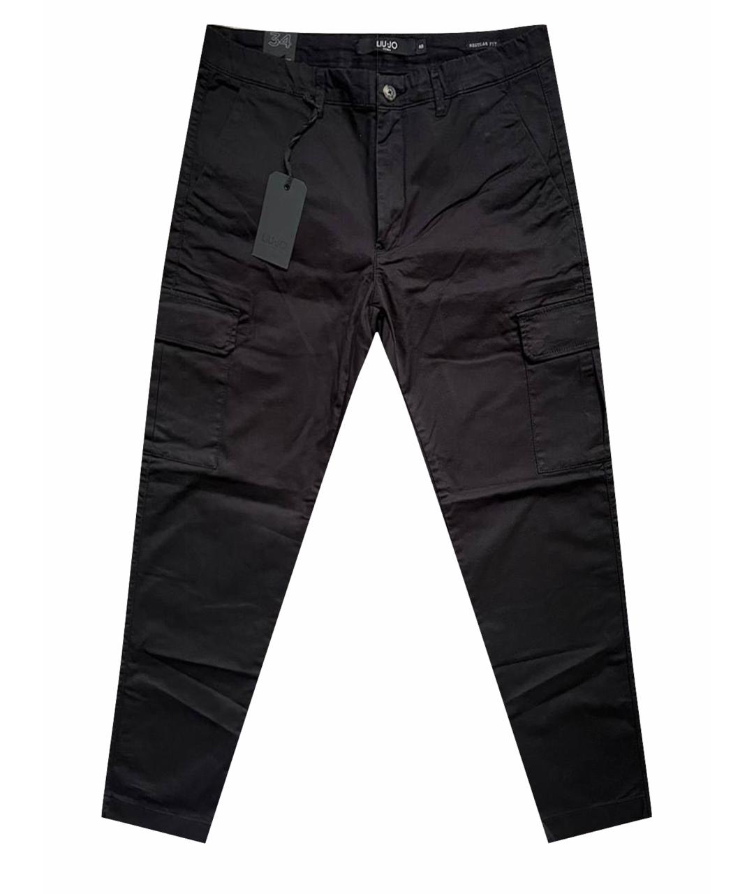 LIU JO Черные хлопко-эластановые повседневные брюки, фото 1