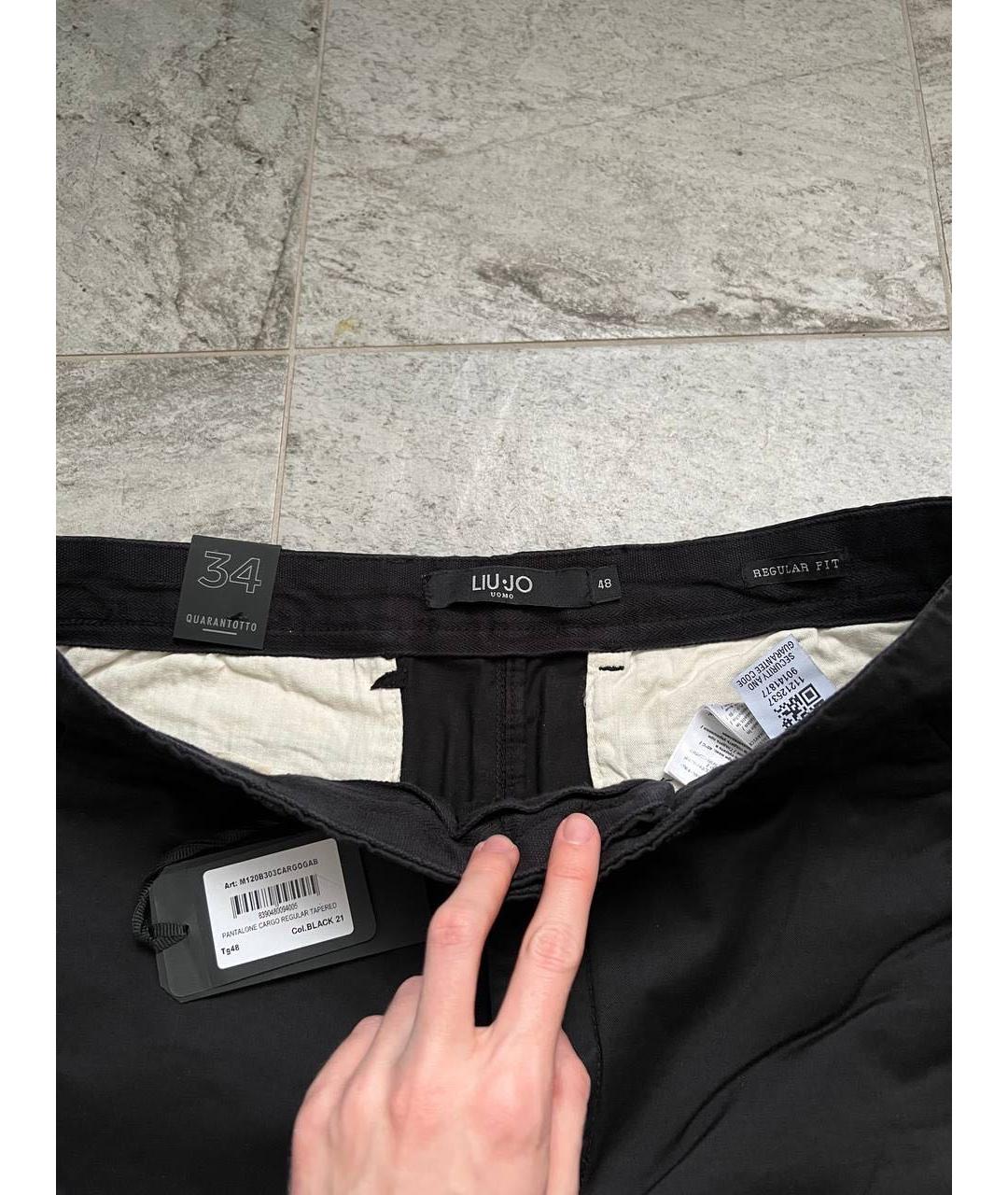LIU JO Черные хлопко-эластановые повседневные брюки, фото 6