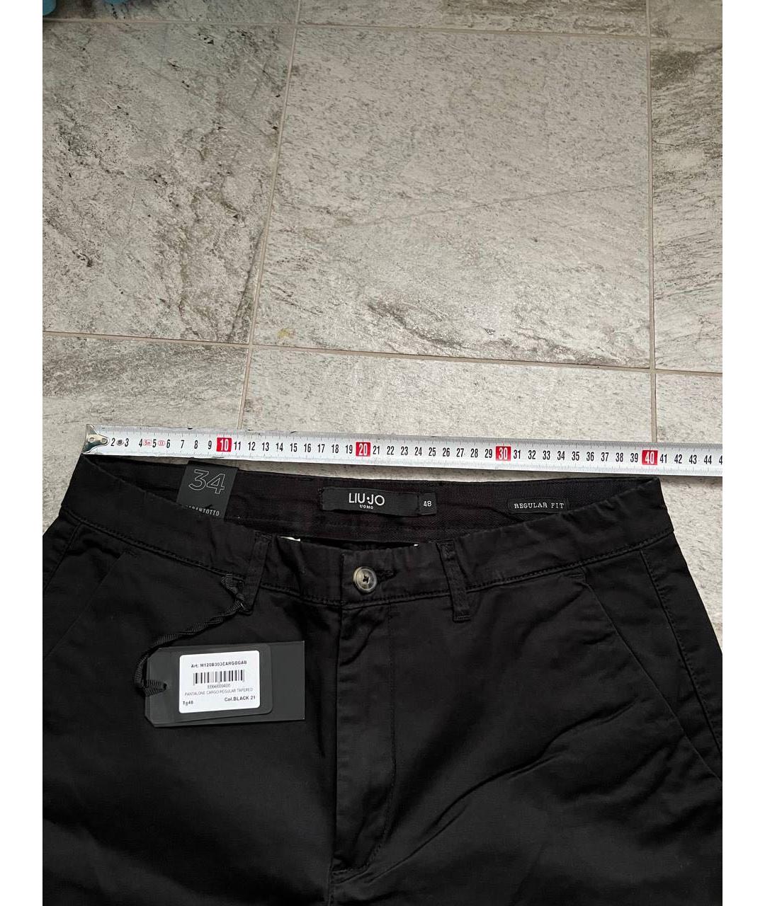 LIU JO Черные хлопко-эластановые повседневные брюки, фото 7