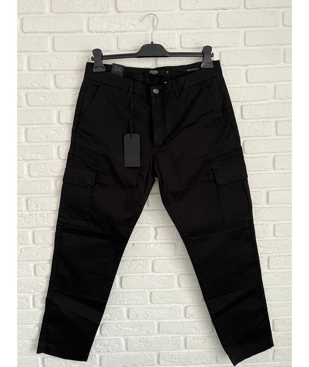 LIU JO Черные хлопко-эластановые повседневные брюки, фото 2