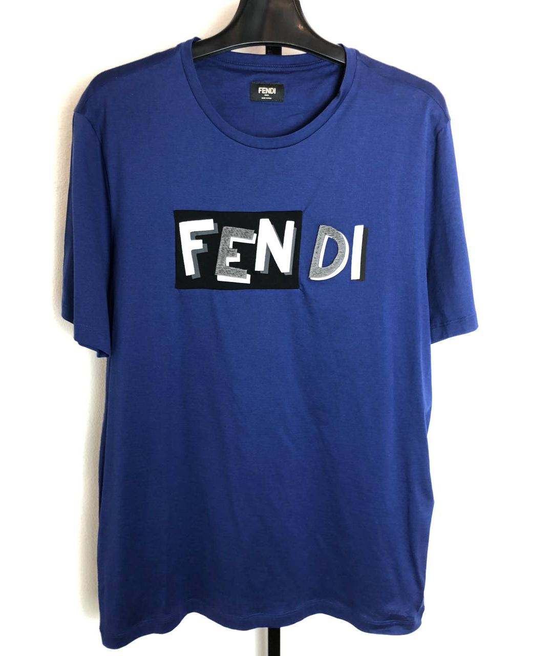 FENDI Синяя хлопковая футболка, фото 7