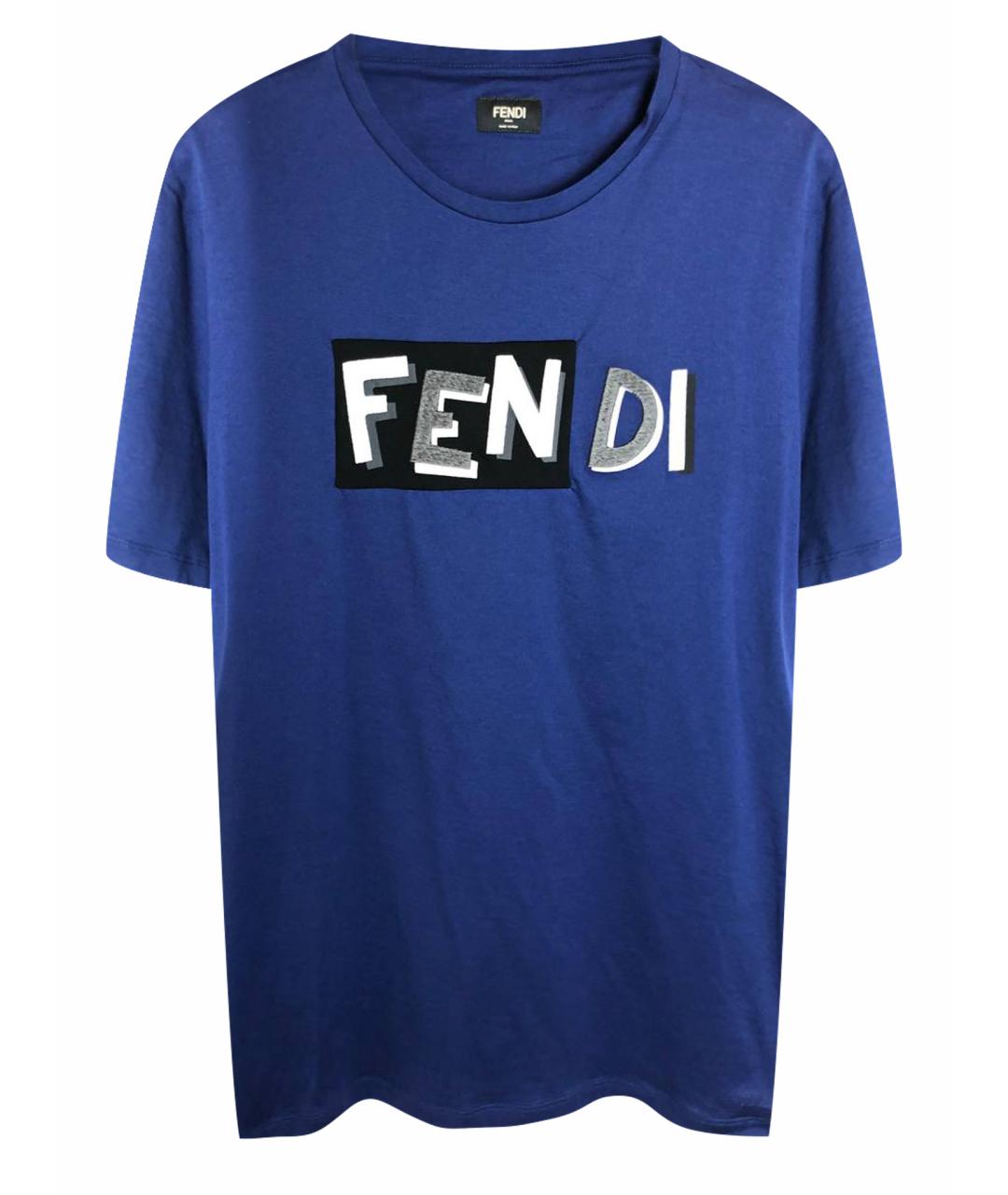 FENDI Синяя хлопковая футболка, фото 1