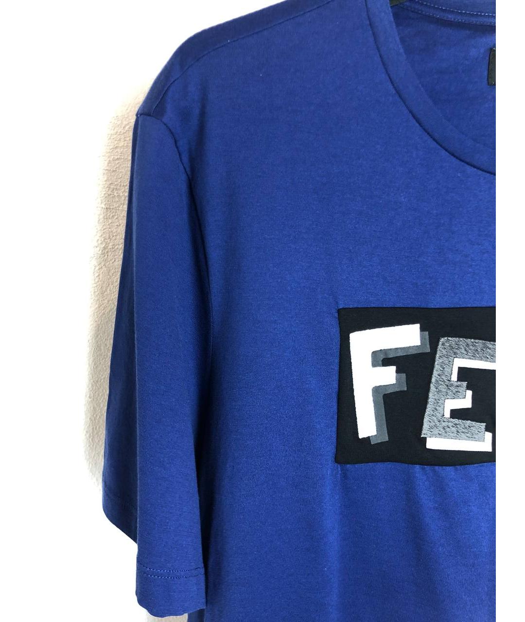 FENDI Синяя хлопковая футболка, фото 4