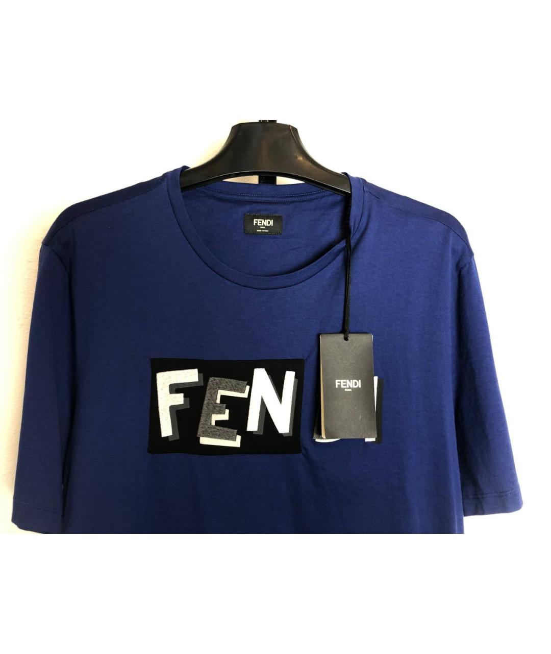 FENDI Синяя хлопковая футболка, фото 3