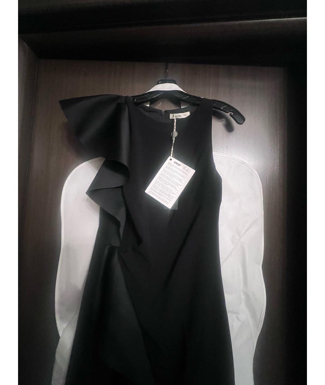 HALSTON HERITAGE Черное креповое вечернее платье, фото 2