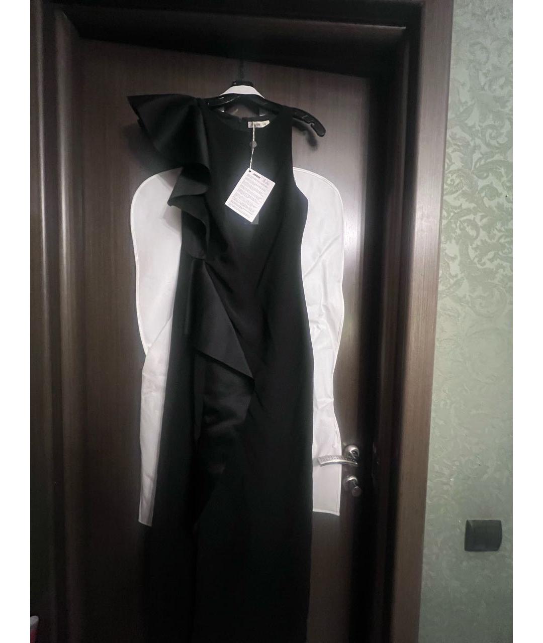 HALSTON HERITAGE Черное креповое вечернее платье, фото 3