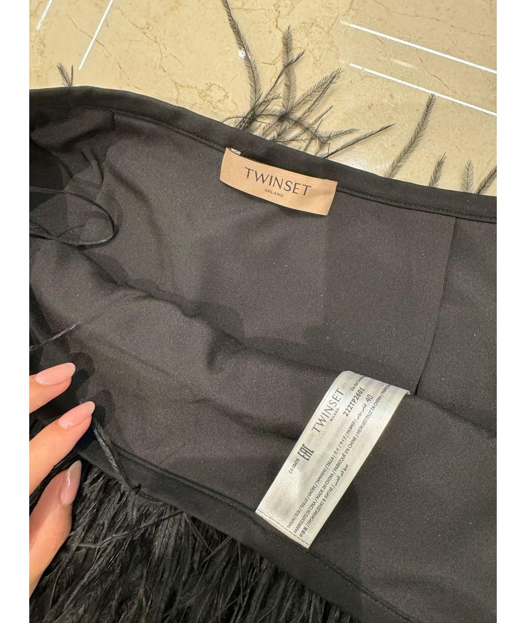TWIN-SET Черная полиэстеровая юбка мини, фото 3