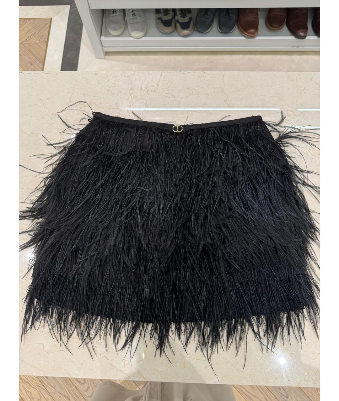 TWIN-SET Черная полиэстеровая юбка мини, фото 5