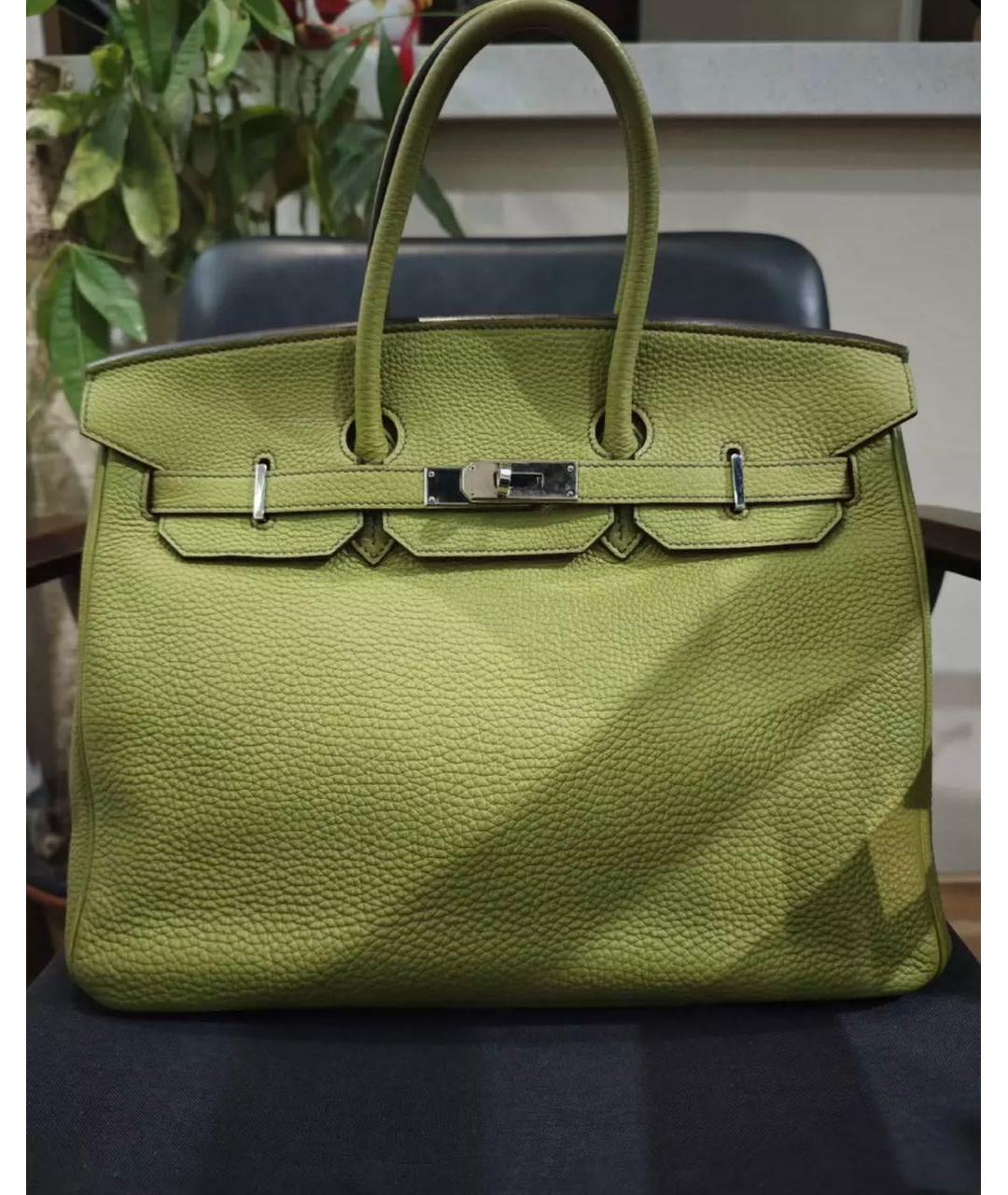 HERMES Зеленая кожаная сумка тоут, фото 2