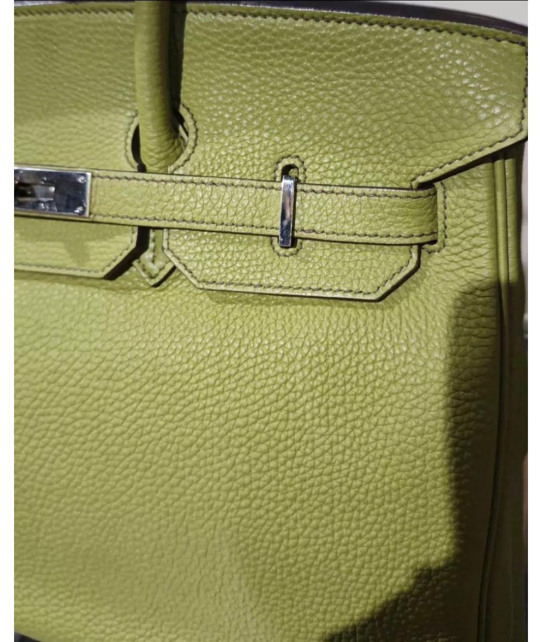HERMES Зеленая кожаная сумка тоут, фото 8