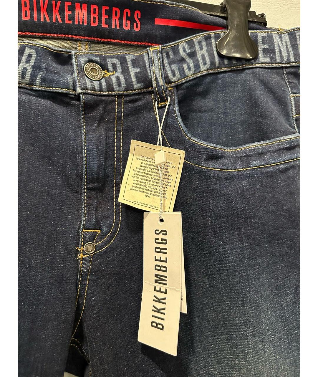 BIKKEMBERGS Темно-синие хлопковые джинсы скинни, фото 3