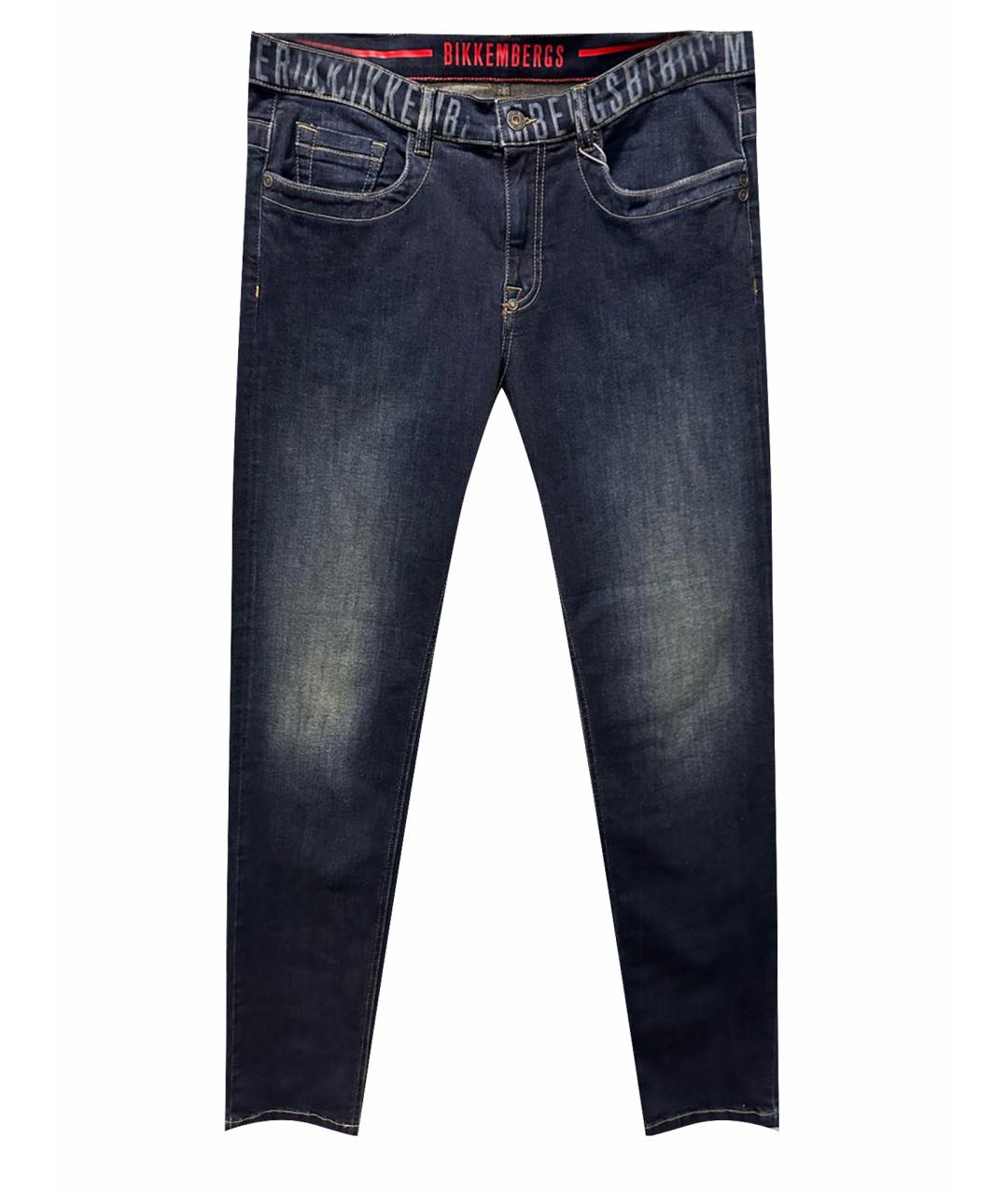 BIKKEMBERGS Темно-синие хлопковые джинсы скинни, фото 1