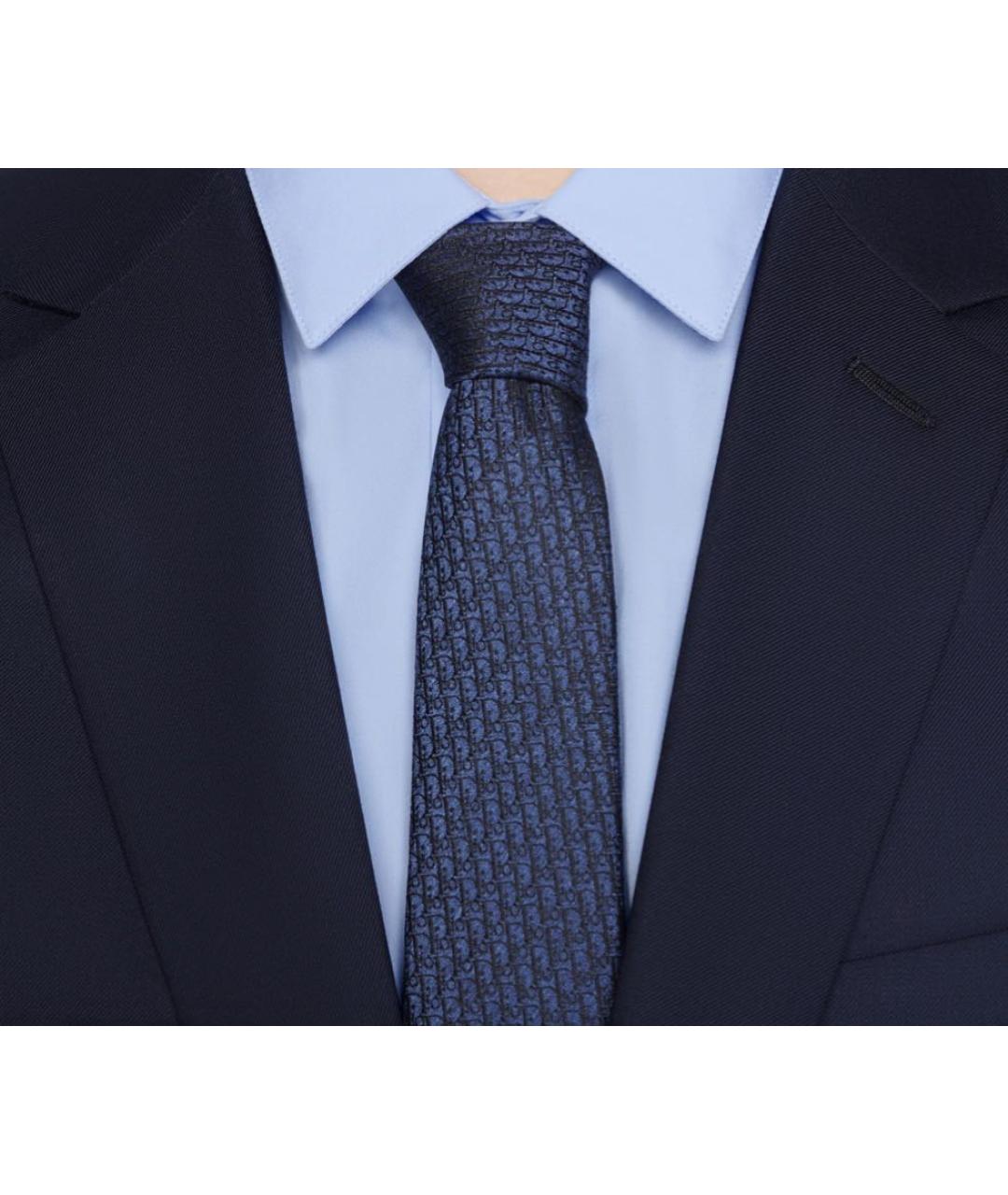 CHRISTIAN DIOR Темно-синий шелковый галстук, фото 4