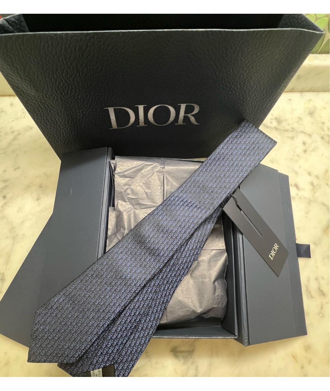 CHRISTIAN DIOR PRE-OWNED Темно-синий шелковый галстук, фото 3