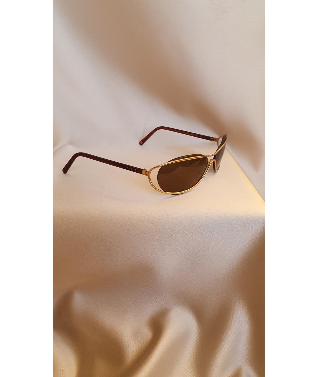CHANEL PRE-OWNED Коричневые металлические солнцезащитные очки, фото 6