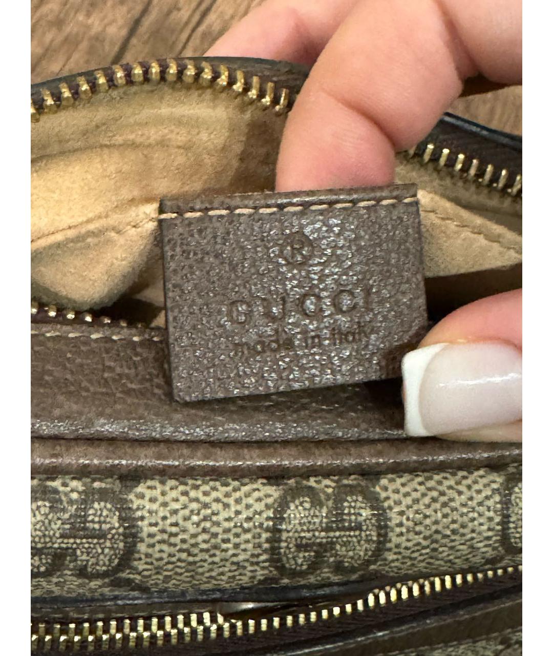 GUCCI Коричневая кожаная сумка через плечо, фото 5