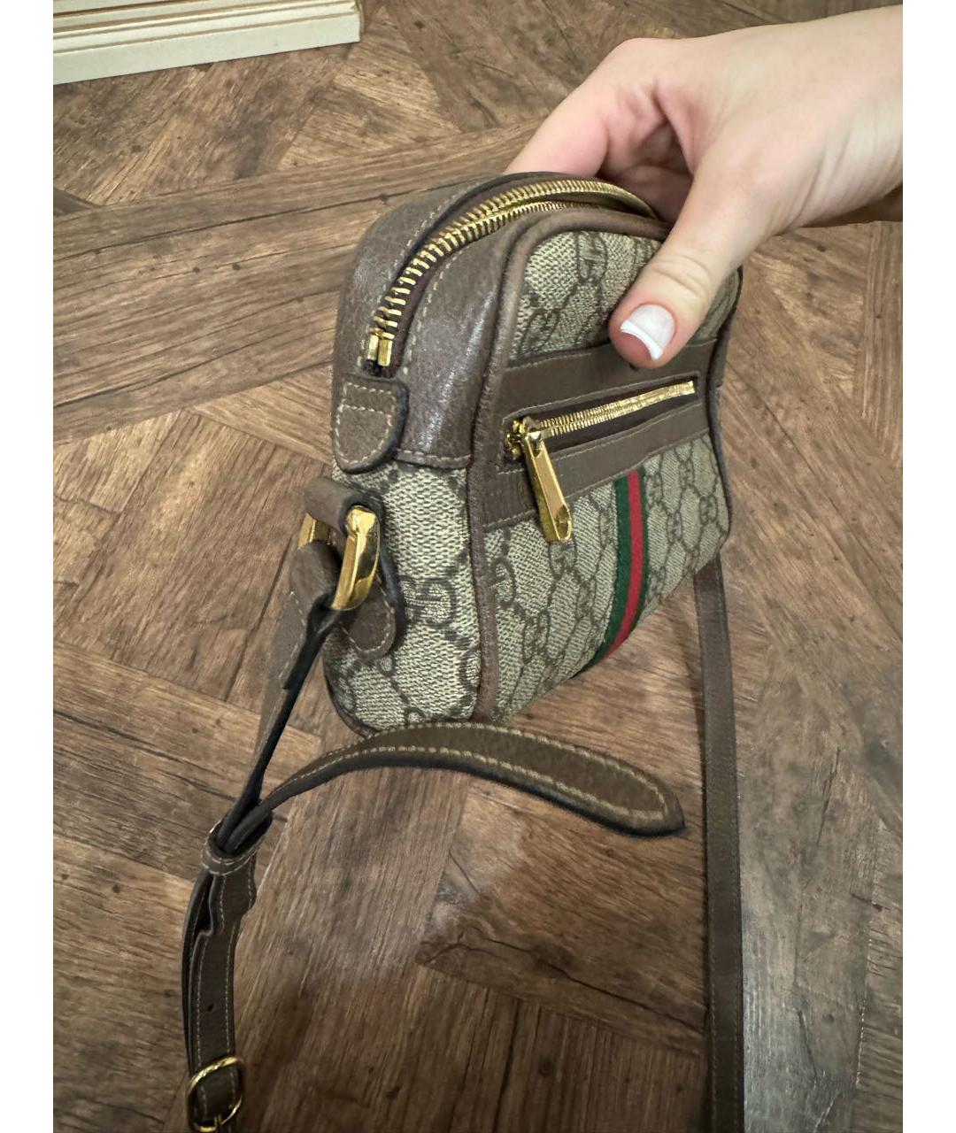 GUCCI Коричневая кожаная сумка через плечо, фото 2