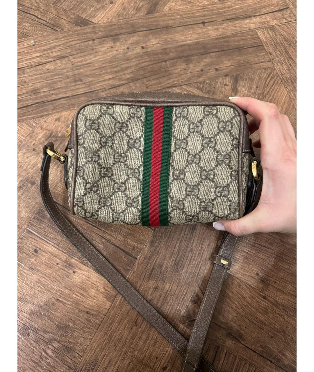 GUCCI Коричневая кожаная сумка через плечо, фото 3
