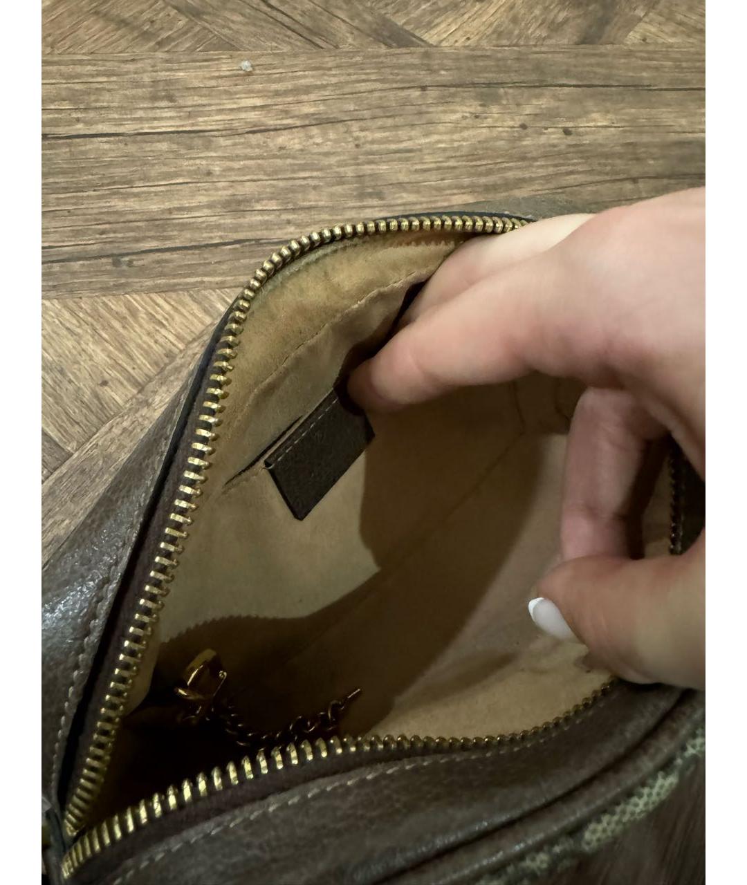 GUCCI Коричневая кожаная сумка через плечо, фото 4