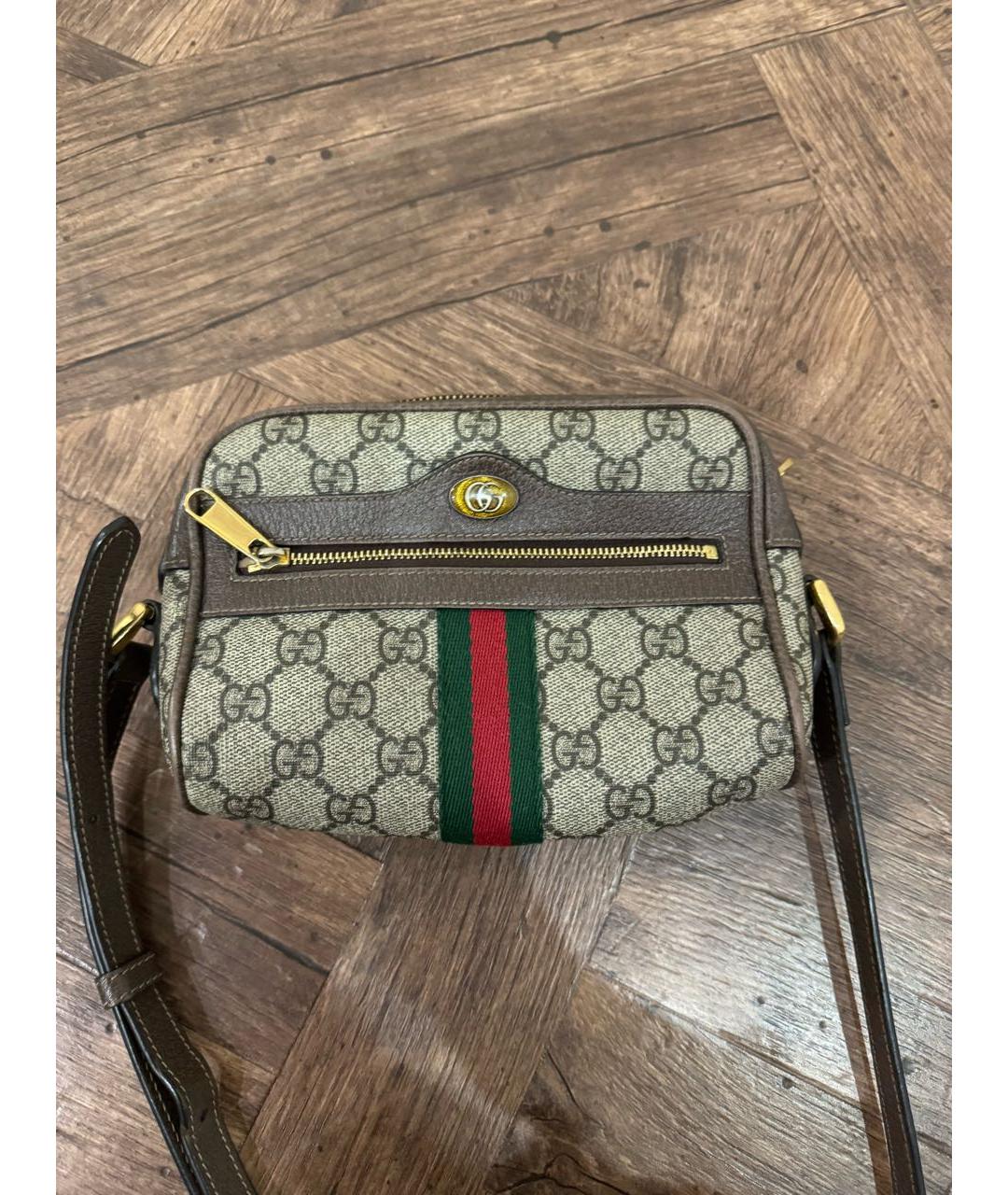 GUCCI Коричневая кожаная сумка через плечо, фото 7