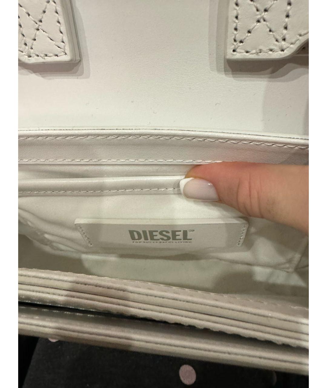 DIESEL Белая кожаная сумка с короткими ручками, фото 4