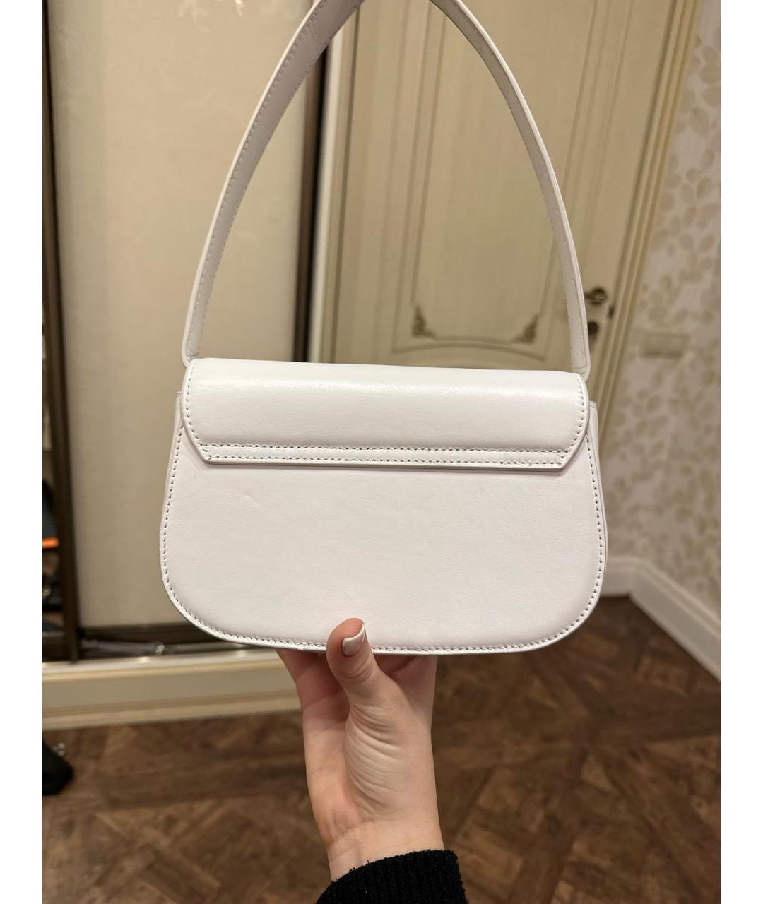 DIESEL Белая кожаная сумка с короткими ручками, фото 3