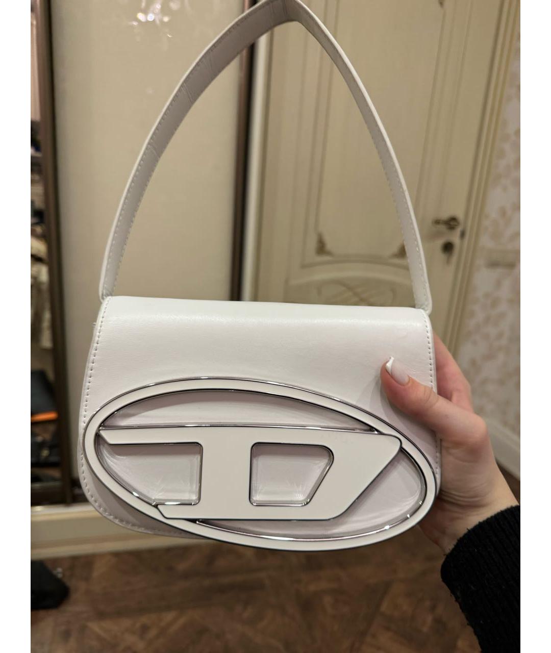 DIESEL Белая кожаная сумка с короткими ручками, фото 6