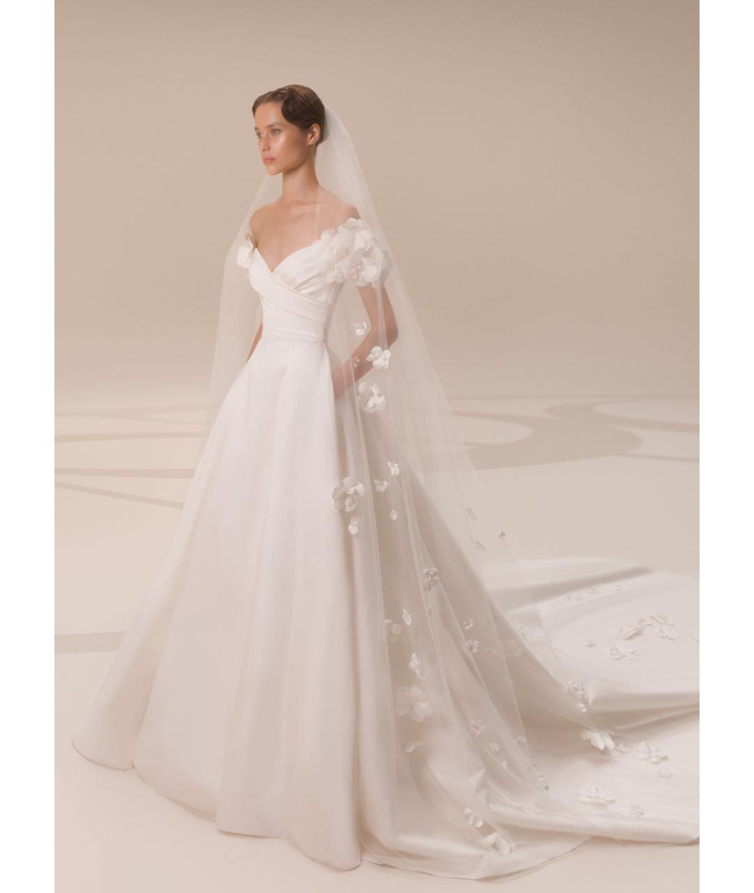 ELIE SAAB Белое атласное свадебное платье, фото 8