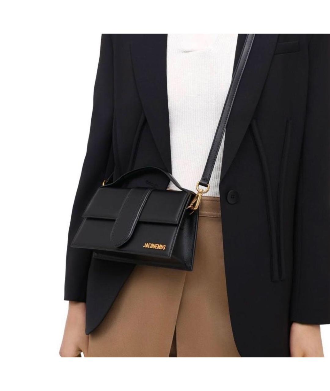 JACQUEMUS Черная кожаная сумка через плечо, фото 6