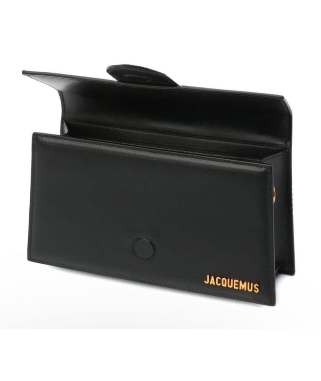 JACQUEMUS Черная кожаная сумка через плечо, фото 5