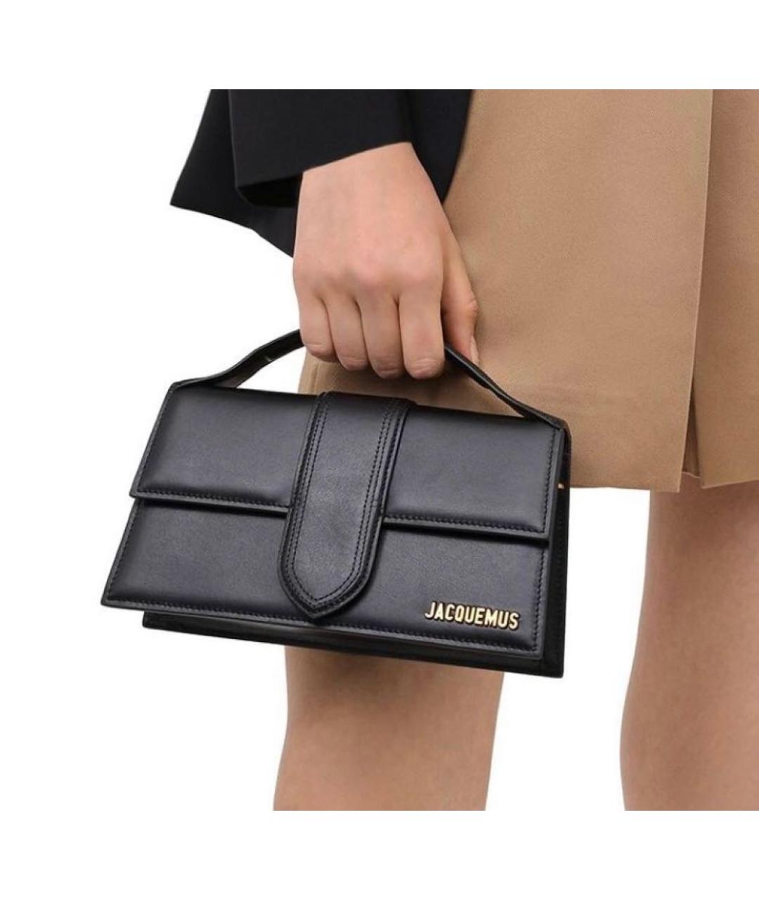 JACQUEMUS Черная кожаная сумка через плечо, фото 7