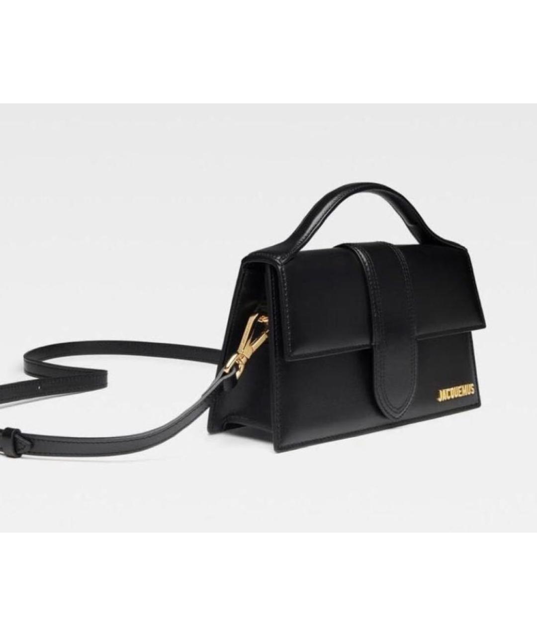 JACQUEMUS Черная кожаная сумка через плечо, фото 2