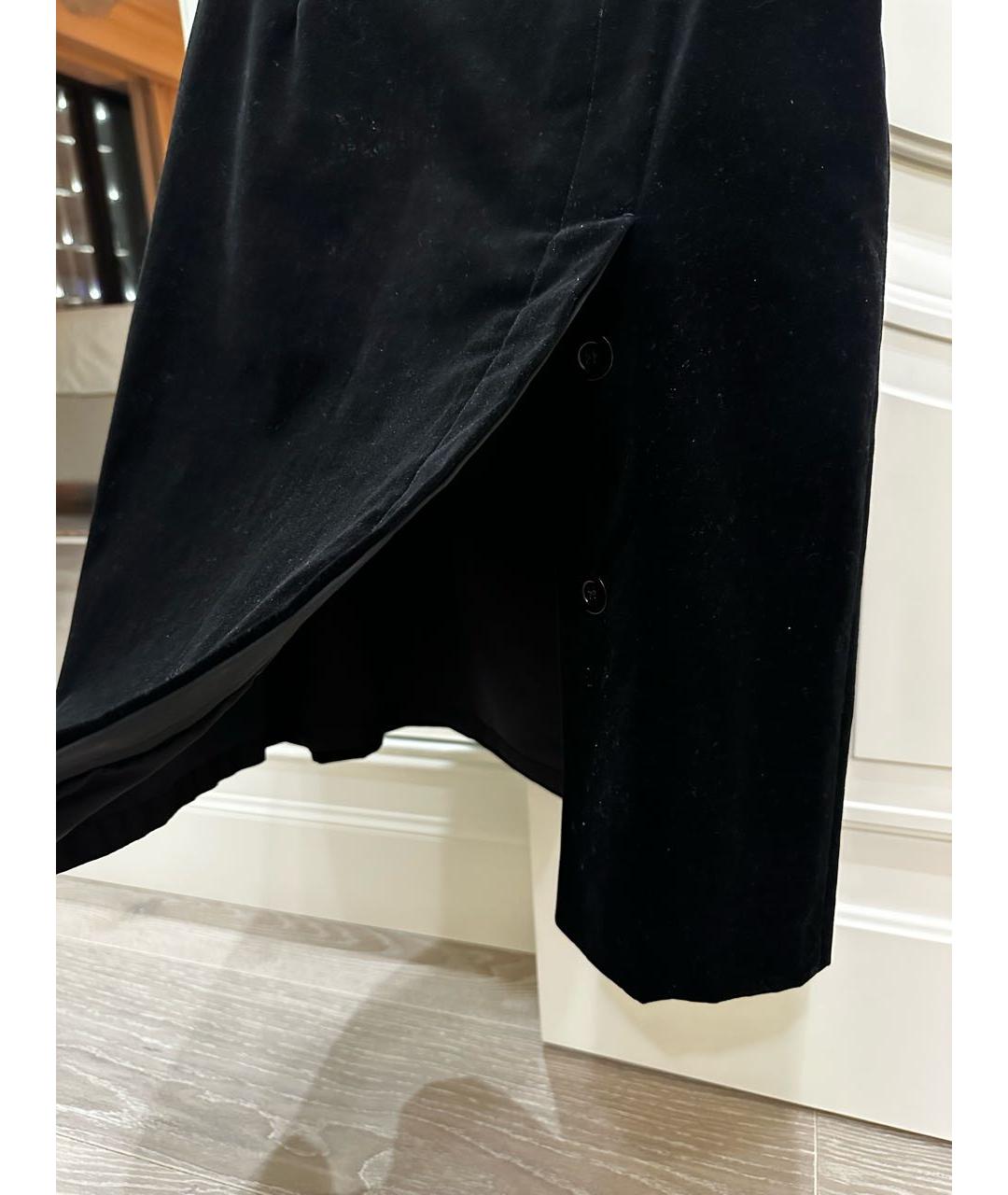 SPORTMAX Черная бархатная юбка миди, фото 3