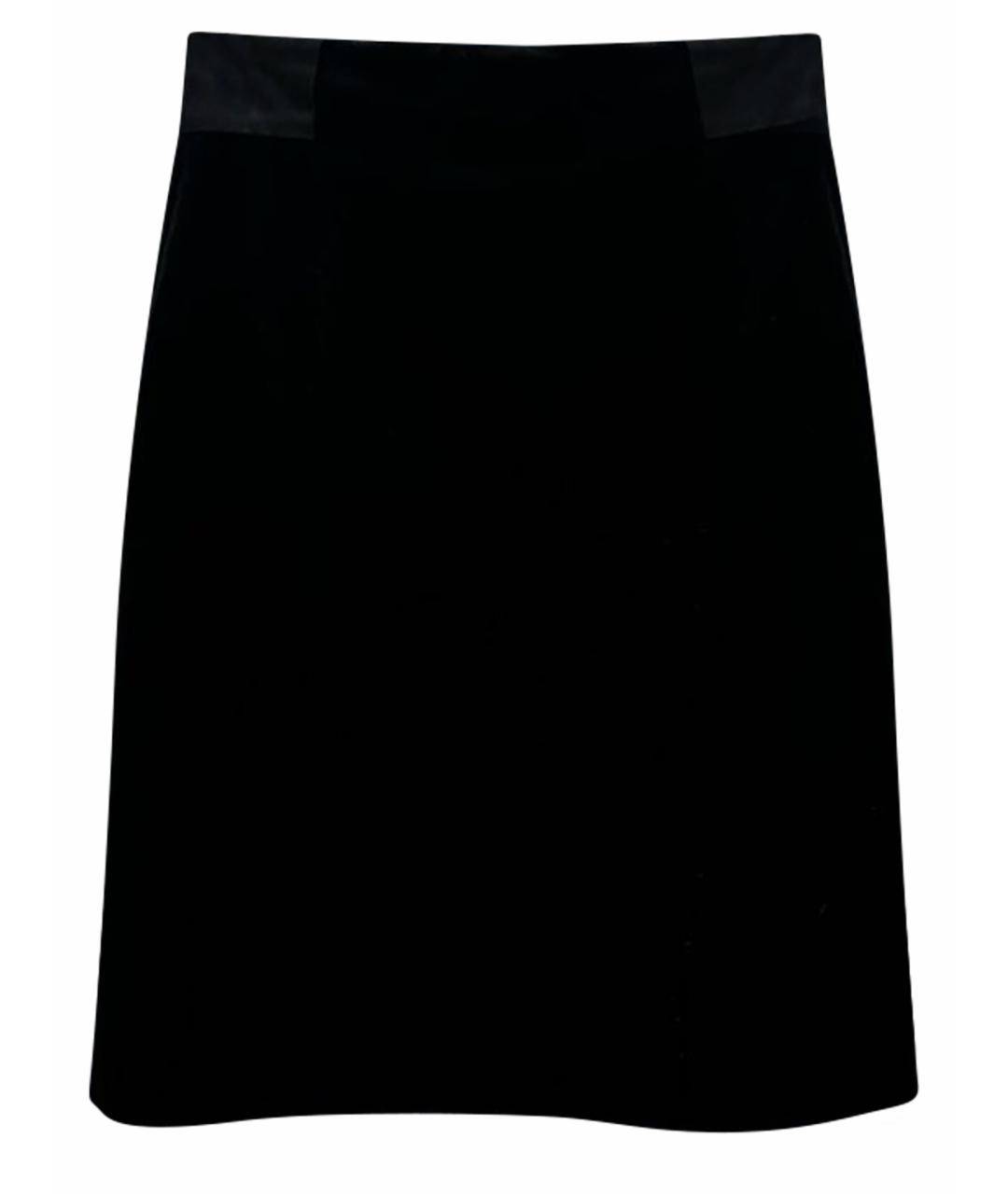 SPORTMAX Черная бархатная юбка миди, фото 1