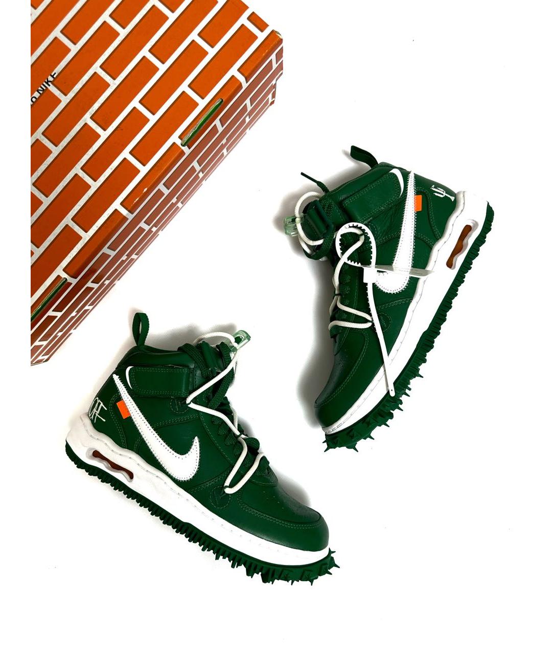 NIKE X OFF-WHITE Зеленые кожаные кроссовки, фото 8