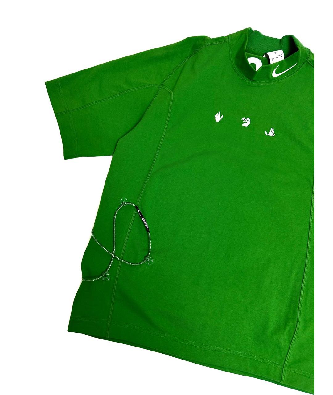 NIKE X OFF-WHITE Зеленая хлопко-полиэстеровая футболка, фото 4