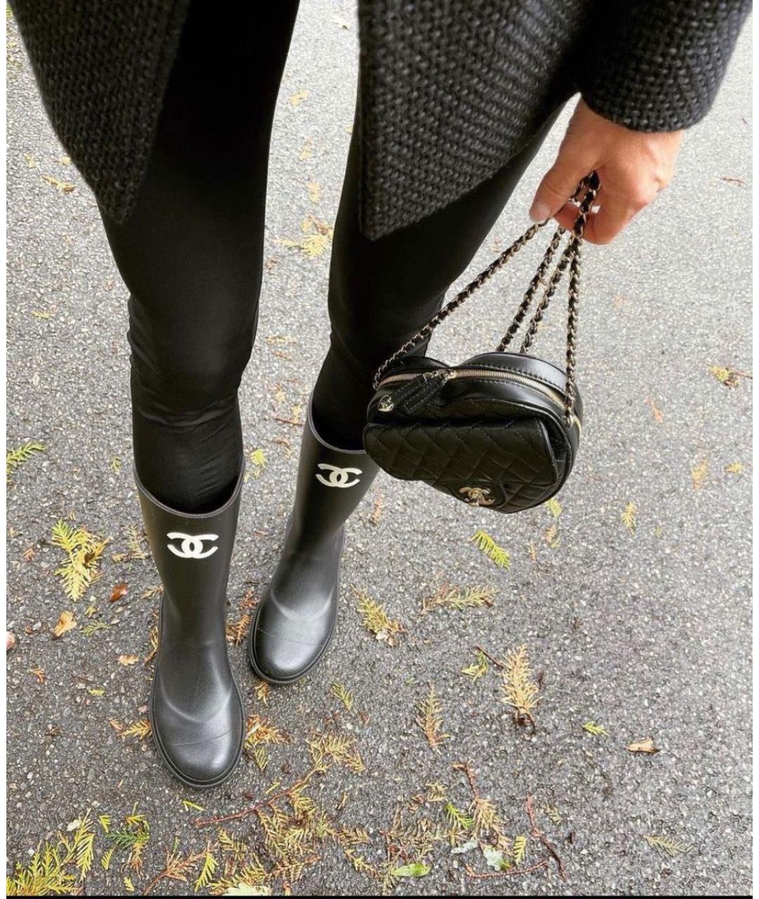 CHANEL Черные резиновые сапоги, фото 5