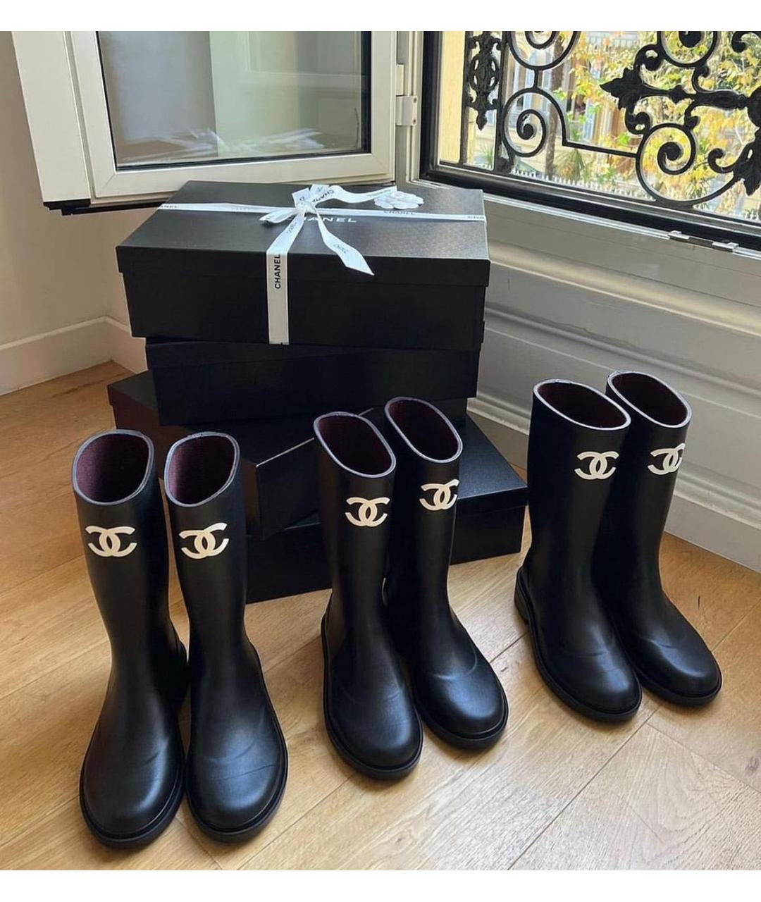 CHANEL Черные резиновые сапоги, фото 3