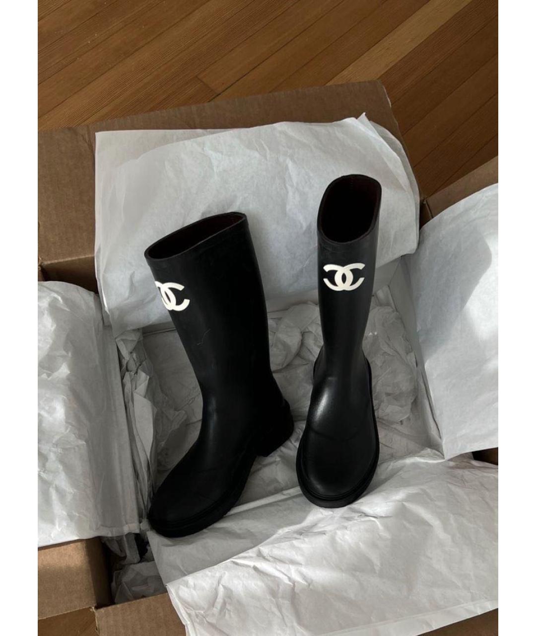 CHANEL Черные резиновые сапоги, фото 7