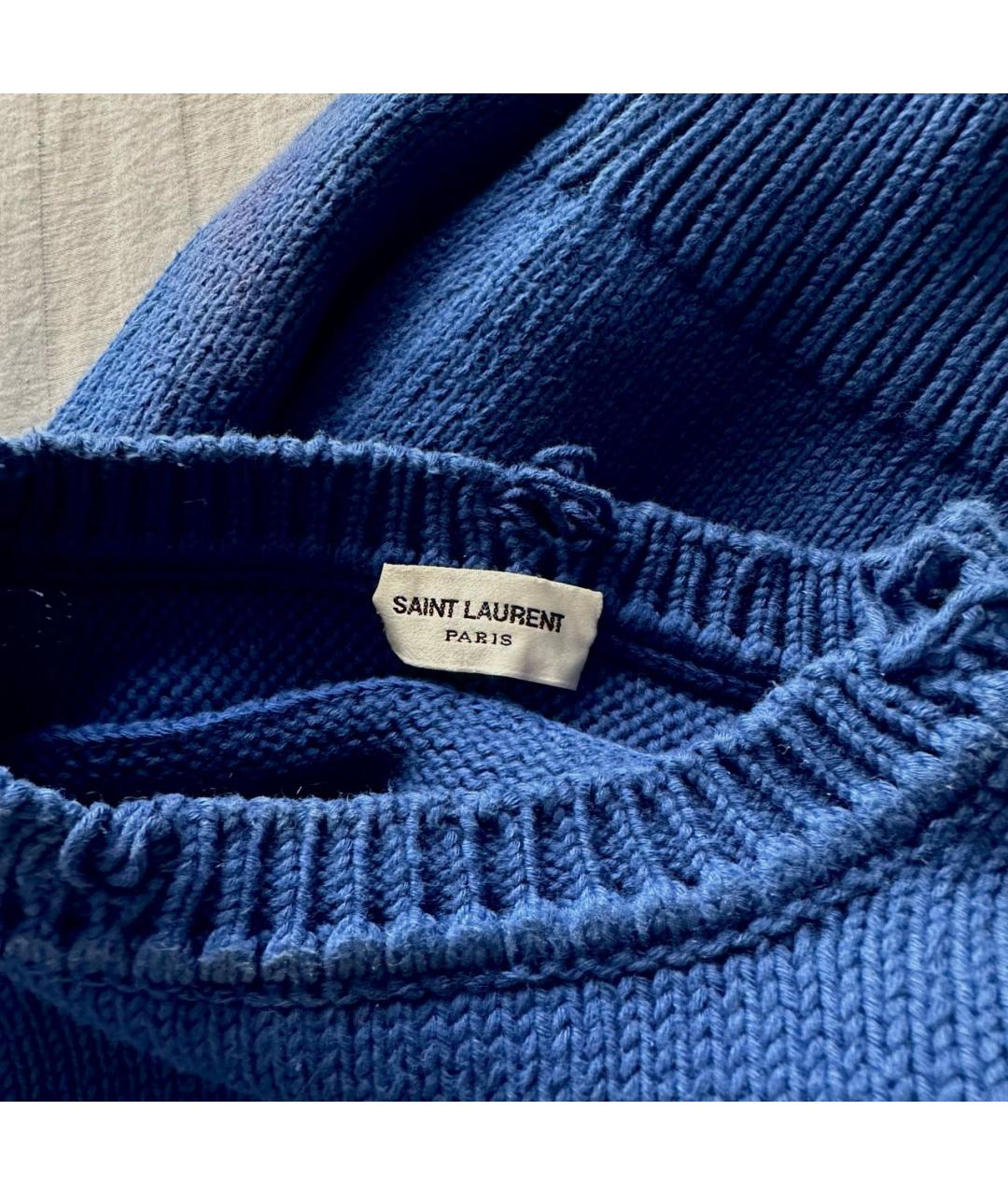 SAINT LAURENT Синий хлопковый джемпер / свитер, фото 8
