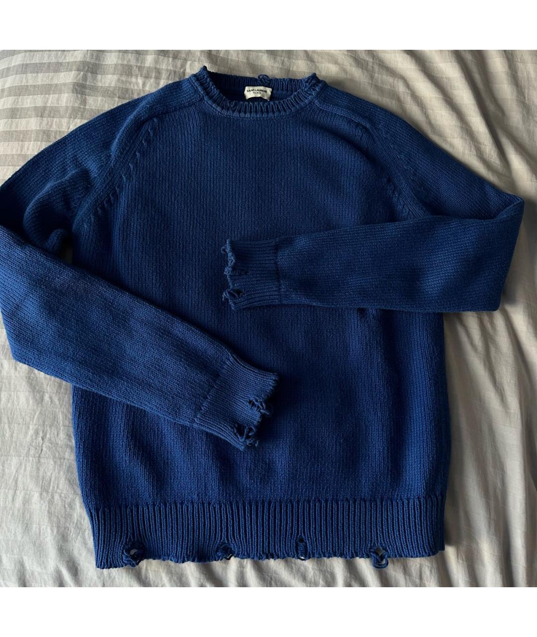 SAINT LAURENT Синий хлопковый джемпер / свитер, фото 4